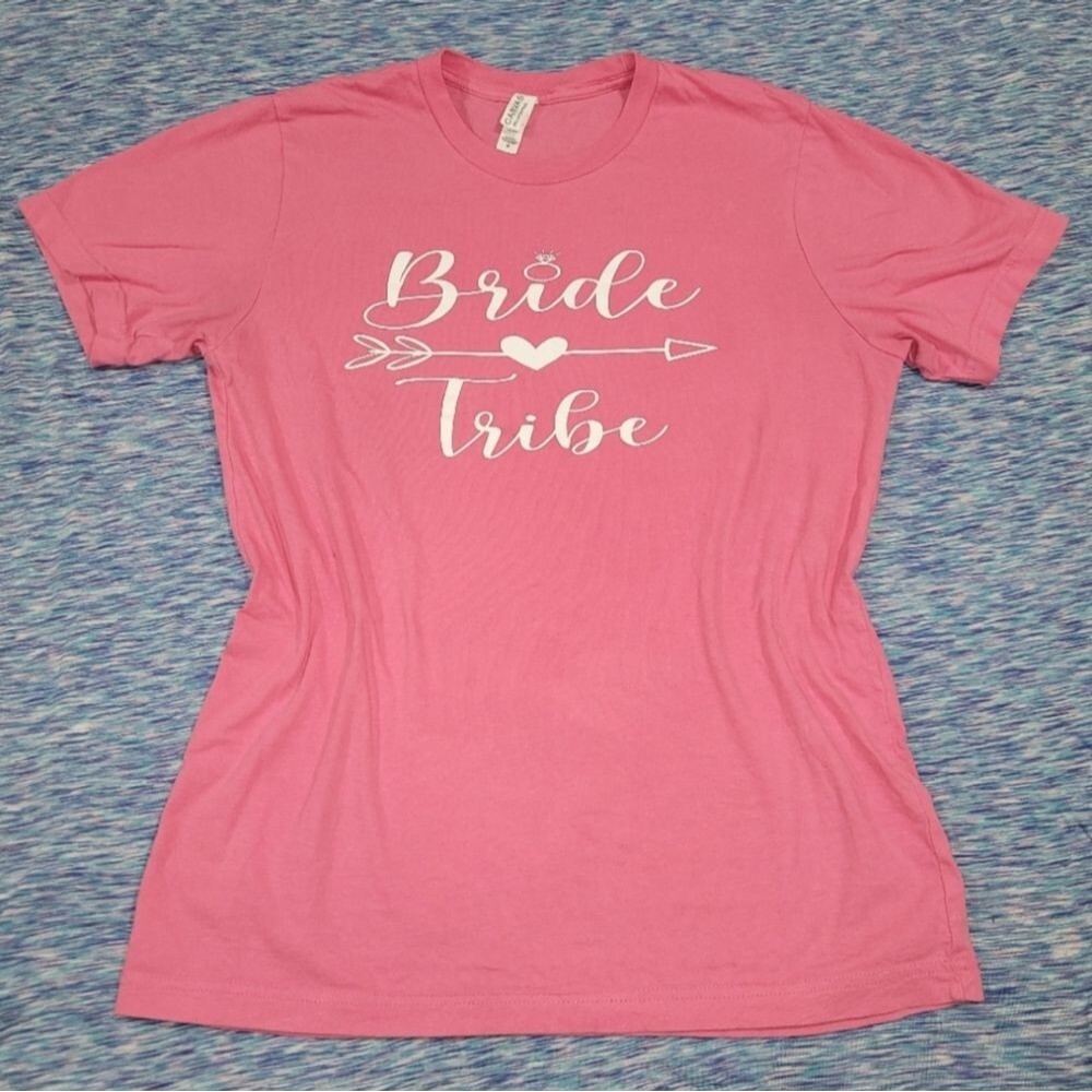 Bella + Canvas Size Large Pink 'Bride Tribe' Women's T-Shirt